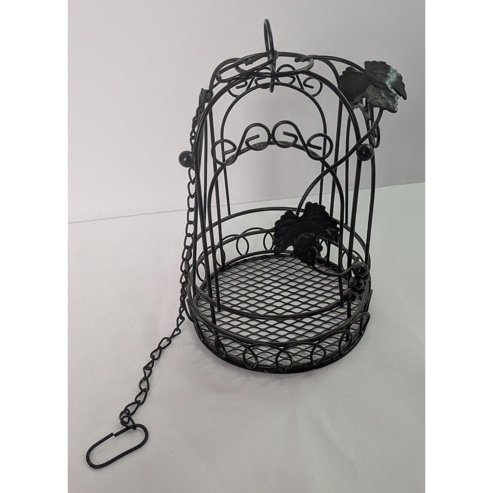 Unbranded Birdcage Planter Home Decor OS Black Excellent Hanging Metal Scroll
